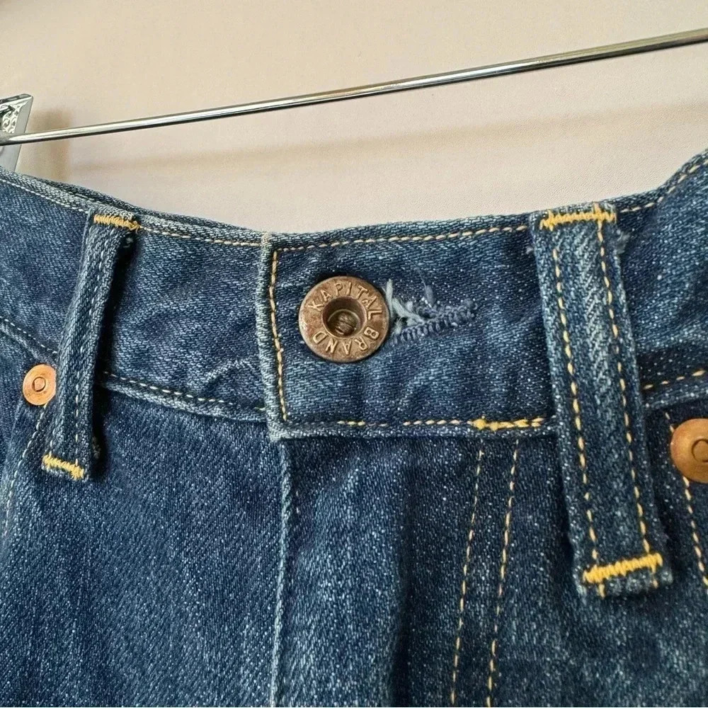 New Kapital Wide Leg Jeans Belted Blue Size 1 - Picture 10 of 11